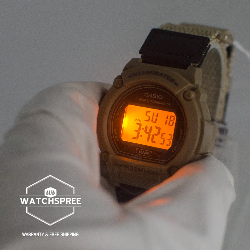 Casio Digital Two-Tone Brown Cloth Band Watch W219HB-5A W-219HB-5A