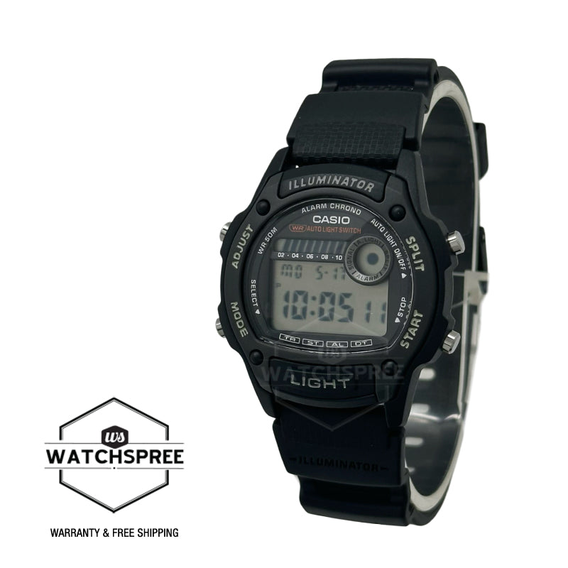 Casio Digital Dual Time Bio-Based Black Resin Band Watch W220H-1A W-220H-1A