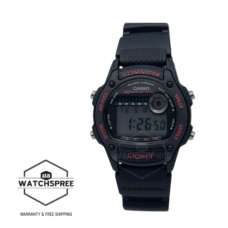 Casio Digital Dual Time Bio-Based Black Resin Band Watch W220H-1A2 W-220H-1A2