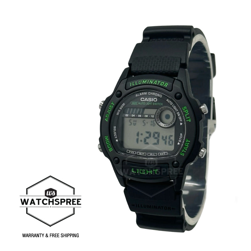 Casio Digital Dual Time Bio-Based Black Resin Band Watch W220H-1A3 W-220H-1A3
