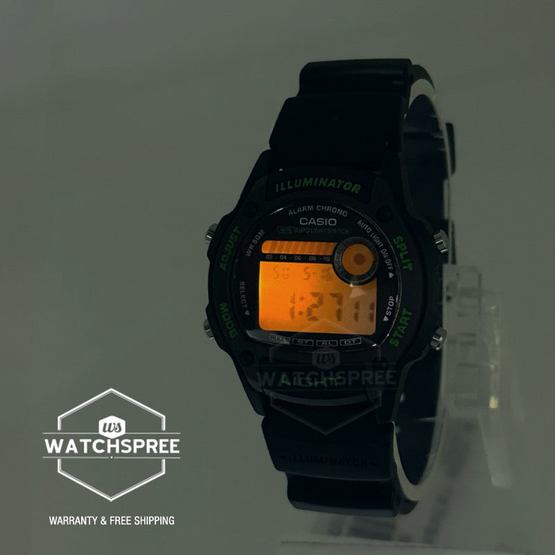 Casio Digital Dual Time Bio-Based Black Resin Band Watch W220H-1A3 W-220H-1A3