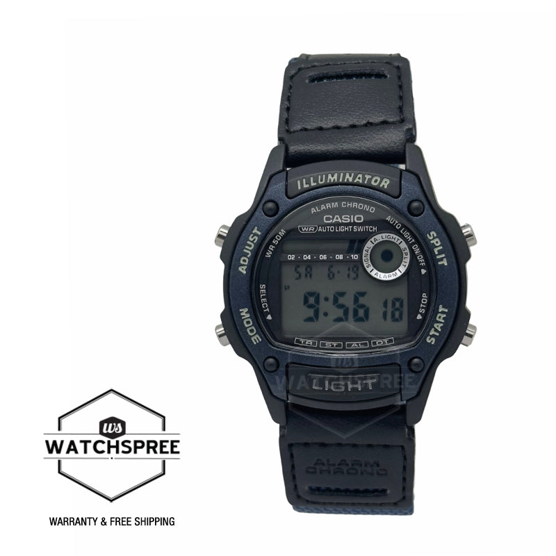 Casio Digital Dual Time Black Leather/Cloth Band Watch W220HF-2A W-220HF-2A