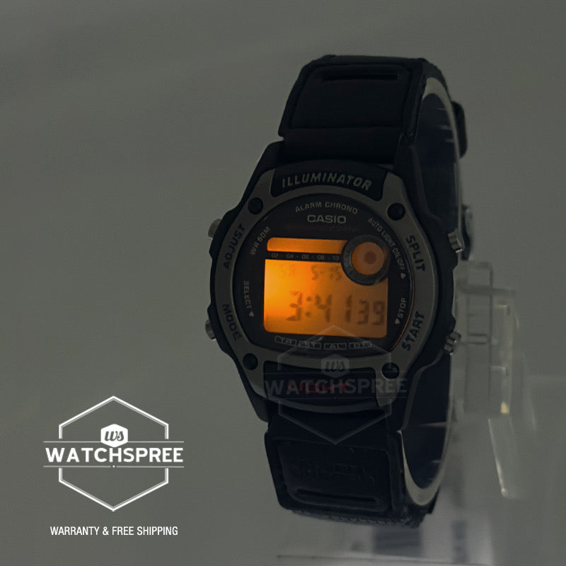 Casio Digital Dual Time Black Leather/Cloth Band Watch W220HF-8A W-220HF-8A