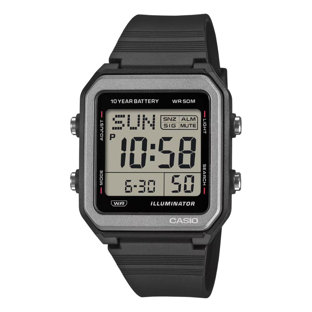 Casio Digital Square Dial Black Resin Band Watch W221H-1A W-221H-1A
