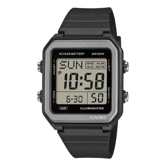 Casio Digital Square Dial Black Resin Band Watch W221H-1A W-221H-1A