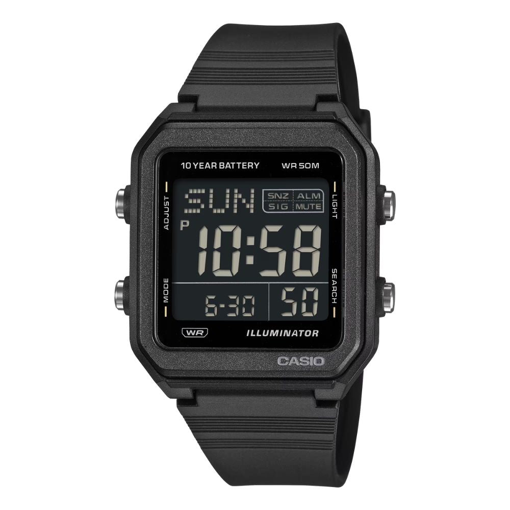 Casio Digital Square Dial Black Resin Band Watch W221H-1B W-221H-1B