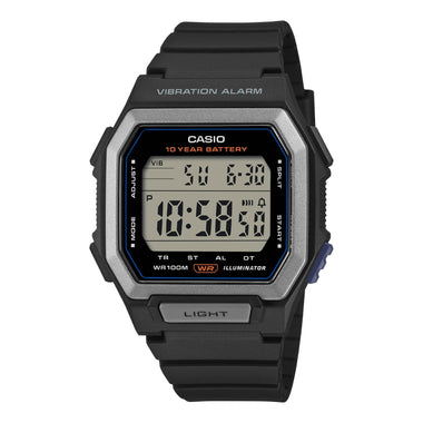 Casio Digital Square Dial Dual Time Black Resin Band Watch W738H-1A W-738H-1A