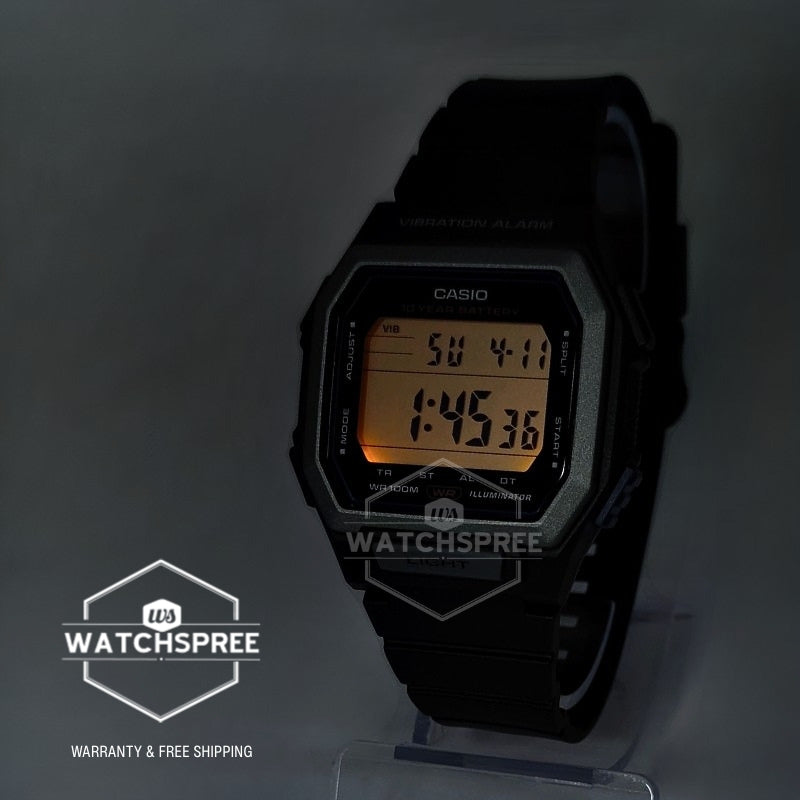 Casio Digital Square Dial Dual Time Black Resin Band Watch W738H-1A W-738H-1A