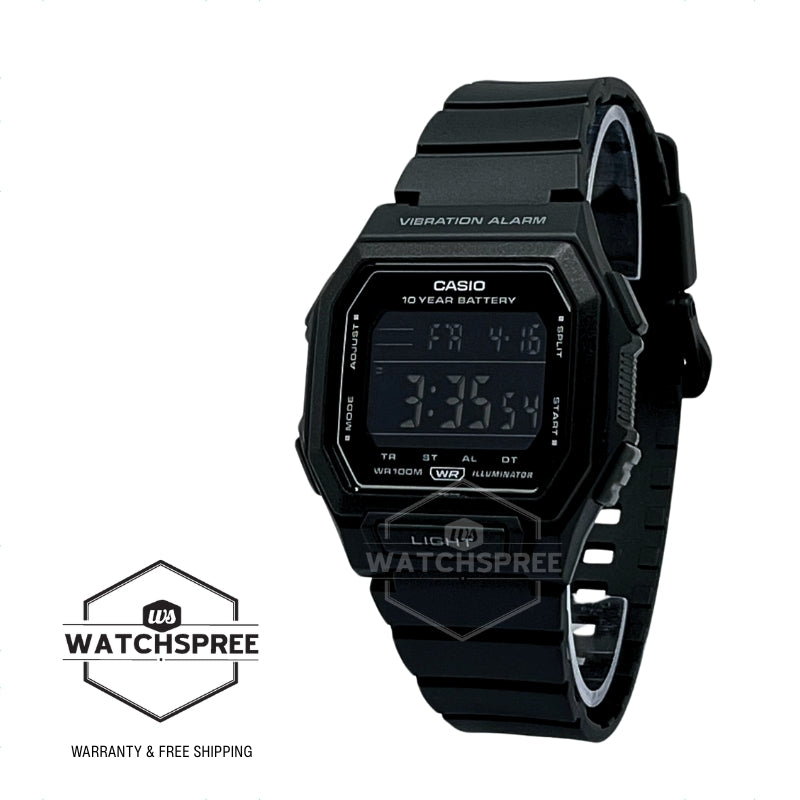 Casio Digital Square Dial Dual Time Black Resin Band Watch W738H-1B W-738H-1B