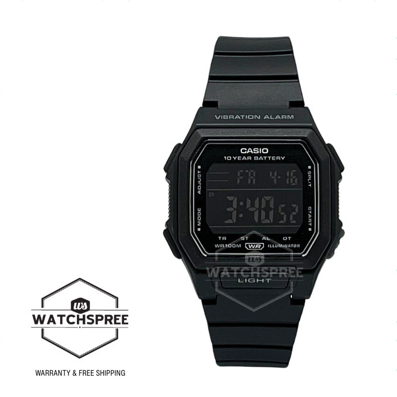 Casio Digital Square Dial Dual Time Black Resin Band Watch W738H-1B W-738H-1B