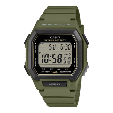 Casio Digital Square Dial Dual Time Green Resin Band Watch W738H-3A W-738H-3A