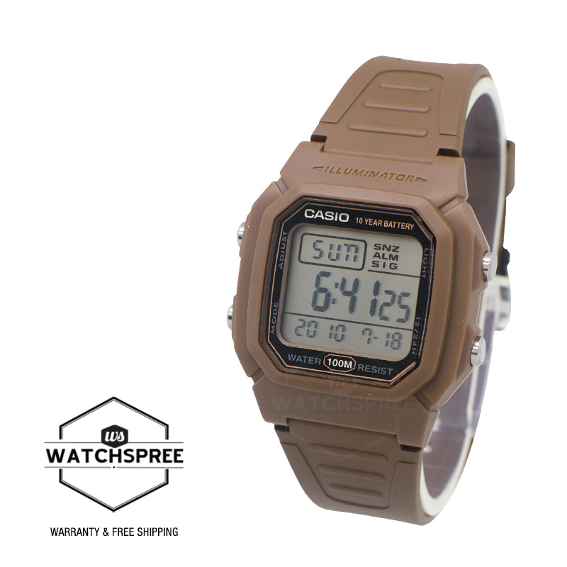 Casio Digital Dual Time Brown Resin Band Watch W800H-5A W-800H-5A