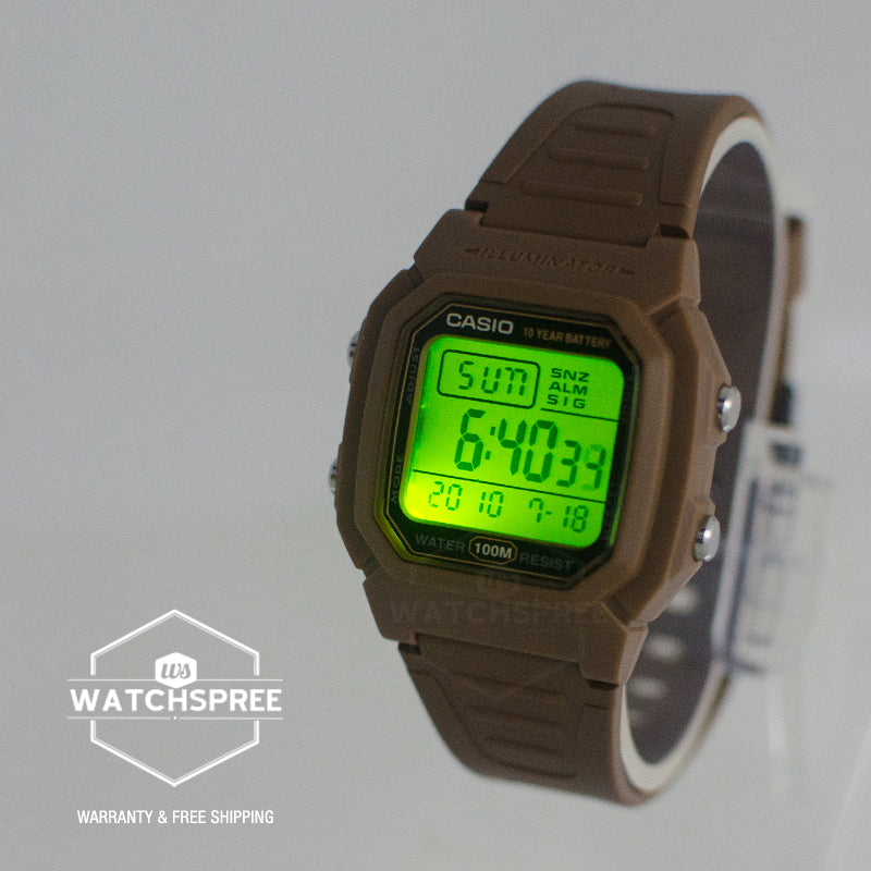 Casio Digital Dual Time Brown Resin Band Watch W800H-5A W-800H-5A