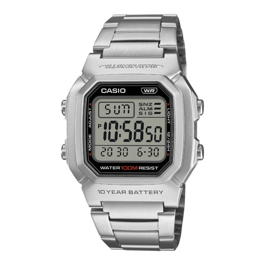 Casio Digital Dual Time Stainless Steel Band Watch W800HD-1A W-800HD-1A