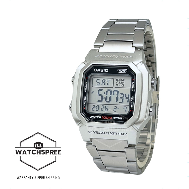 Casio Digital Dual Time Stainless Steel Band Watch W800HD-1A W-800HD-1A