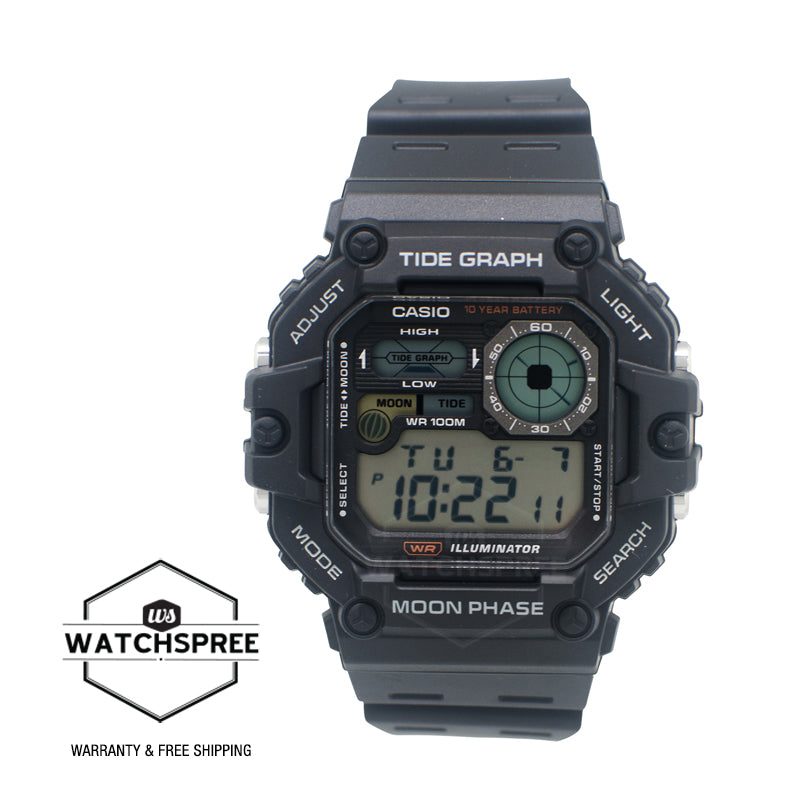 Casio Digital Dual Time Black Resin Band Watch WS1700H-1A WS-1700H-1A