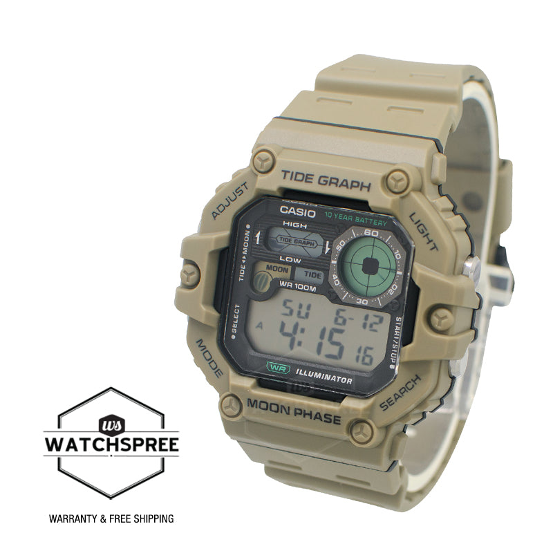 Casio Digital Dual Time Khaki Resin Band Watch WS1700H-5A WS-1700H-5A