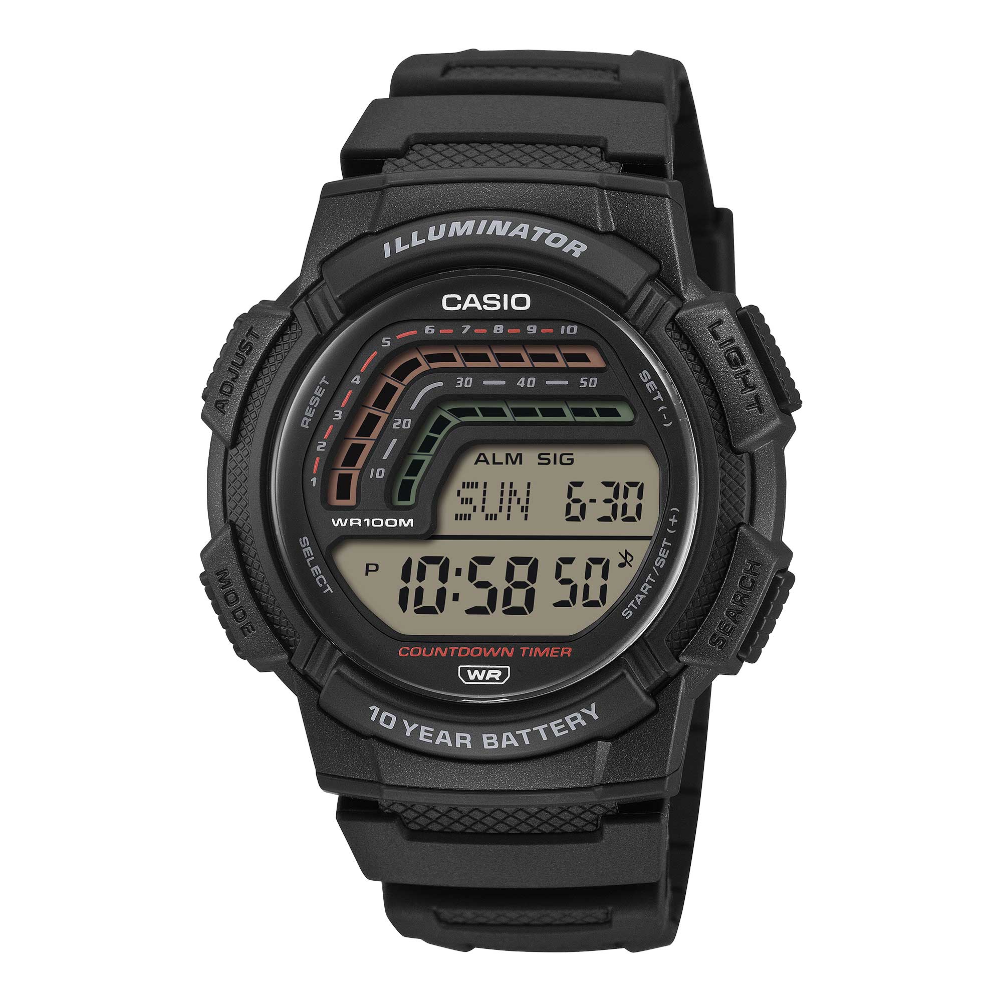 Casio Digital Black Resin Band Watch WS1800-1A WS-1800-1A