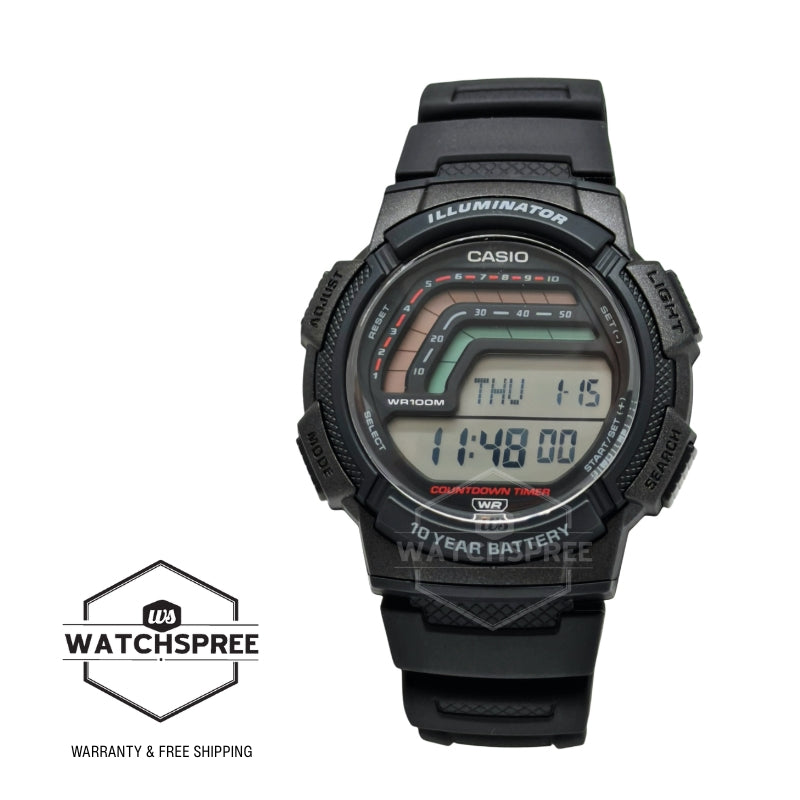 Casio Digital Black Resin Band Watch WS1800-1A WS-1800-1A