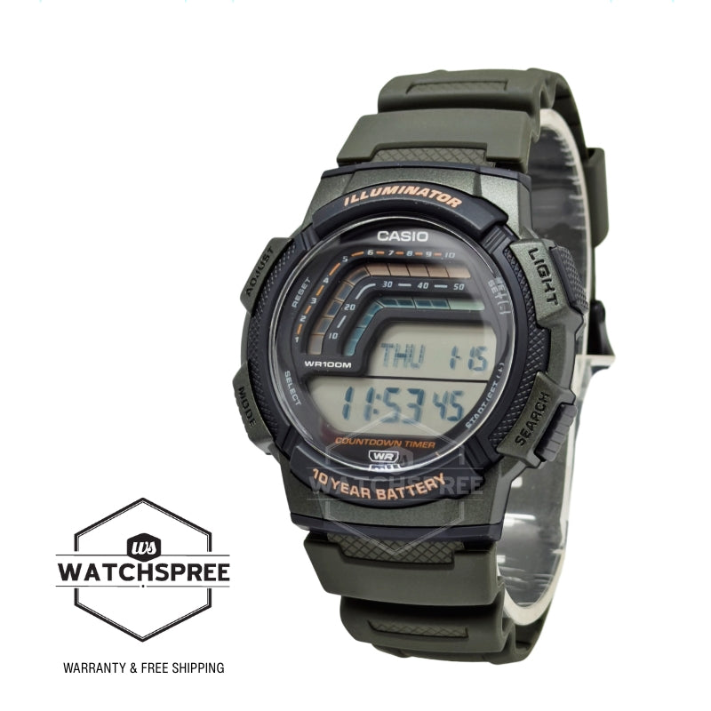 Casio Digital Green Resin Band Watch WS1800-3A WS-1800-3A