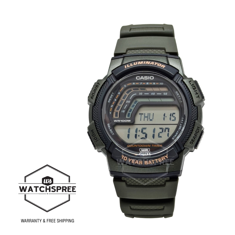 Casio Digital Green Resin Band Watch WS1800-3A WS-1800-3A