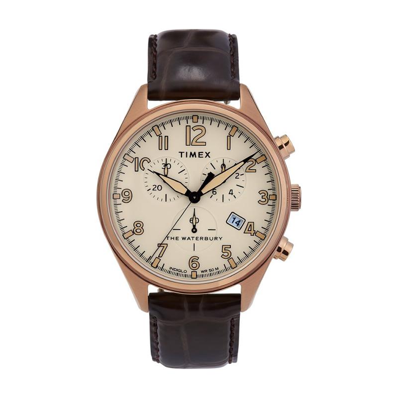 Timex Men's Waterbury Traditional Chronograph 42mm Leather Strap Watch TW2R88300