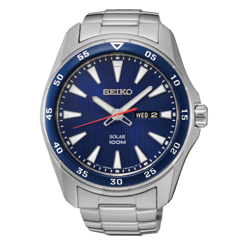 Seiko Solar Silver Stainless Steel Band Watch SNE391P1