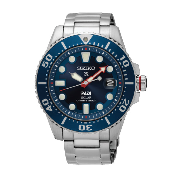 Seiko Prospex and PADI Diver's Solar Special Edition Silver Stainless Steel Band Watch SNE549P1 (LOCAL BUYERS ONLY)