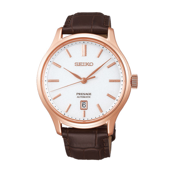 Seiko Presage Automatic Brown Calfskin Leather Strap Watch SRPD42J1 | Watchspree