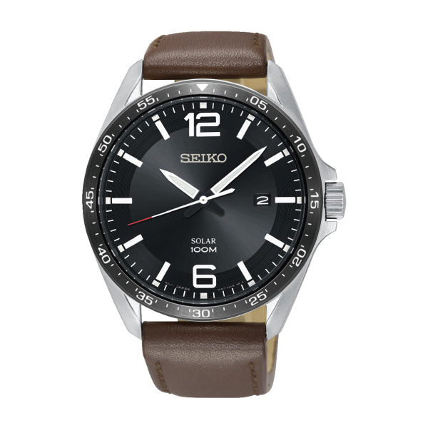 Seiko Solar Brown Leather Strap Watch SNE487P1 | Watchspree
