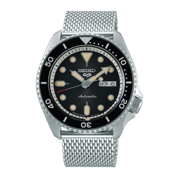 [JDM] Seiko 5 Sports (Japan Made) Automatic Silver Stainless Steel Mesh Band Watch SBSA017 SBSA017J