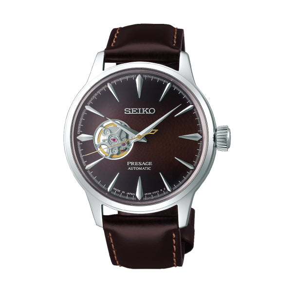 Seiko Presage (Japan Made) Open Heart Automatic Brown Calfskin Leather Strap Watch SSA407J1 | Watchspree