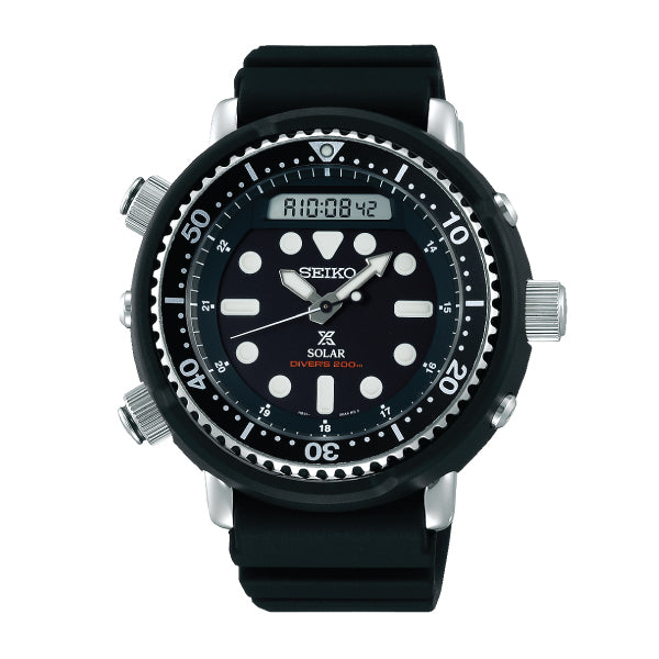 Seiko Prospex Solar Diver's Black Silicon Strap Watch SNJ025P1 