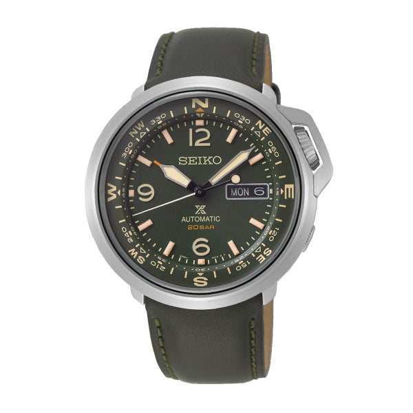 Seiko Prospex Land Series Automatic Dark Grey Green Leather Strap Watch SRPD33K1