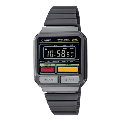 Casio Digital Vintage Grey Ion Plated Stainless Steel Band Watch A120WEGG-1B