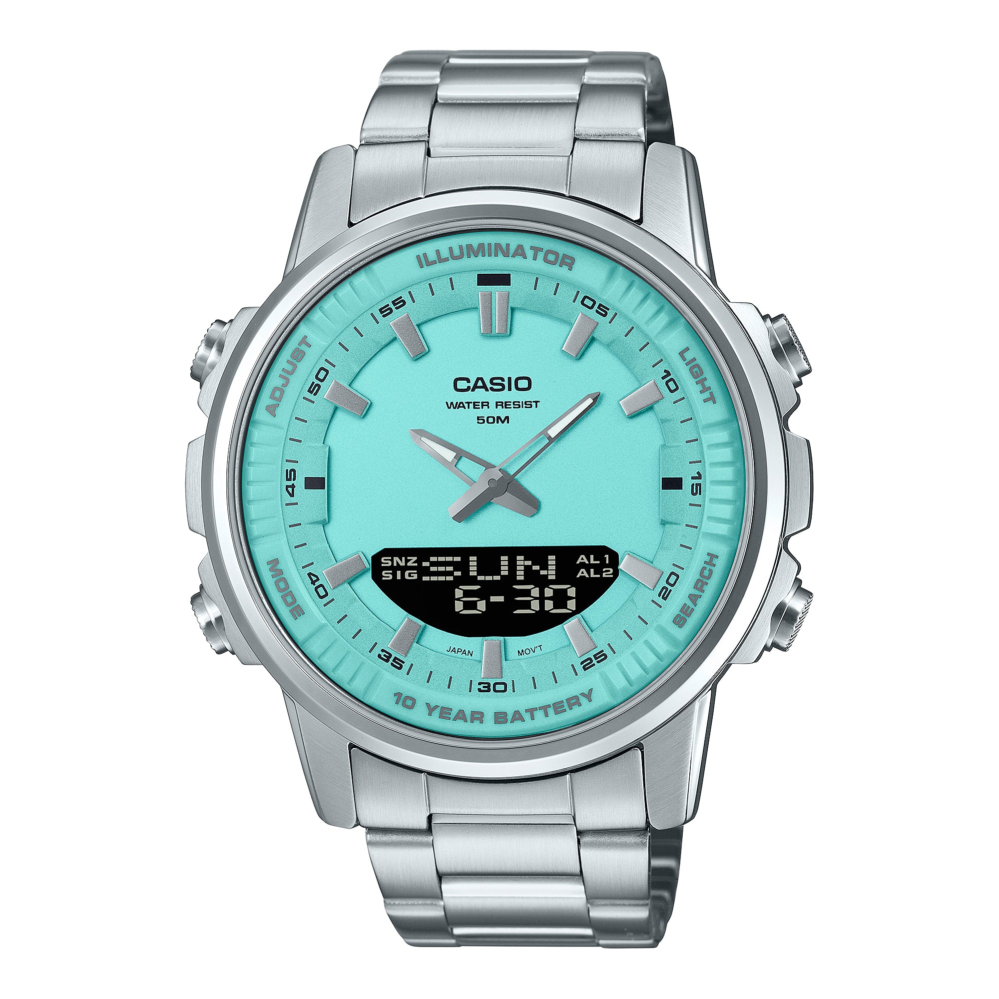 Casio Analog-Digital Sporty Design Stainless Steel Band Watch AMW880D-2A2 AMW-880D-2A2