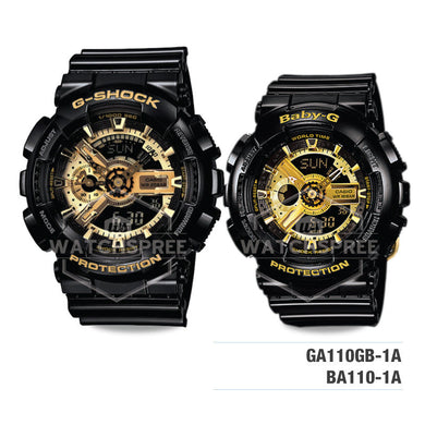 Baby-G & G-Shock Couple Watches BA110-1A-GA110GB-1A Watchspree