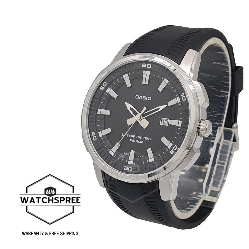 Casio Analog Black Resin Band Watch MTPE195-1A MTP-E195-1A Watchspree