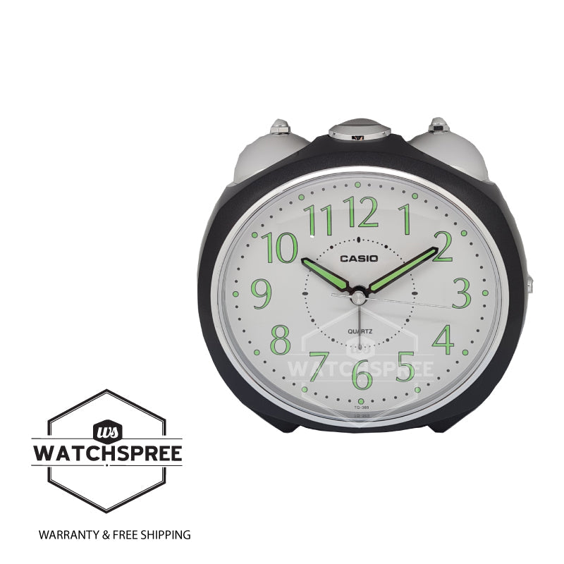 Casio Analog Black Resin Table Clock TQ369-1D TQ-369-1D TQ-369-1 Watchspree