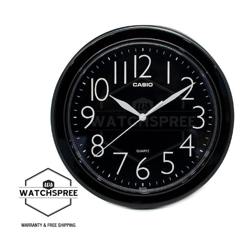Casio Analog Black Resin Wall Clock IQ01S-1D IQ-01S-1D IQ-01S-1 (LOCAL BUYERS ONLY) Watchspree