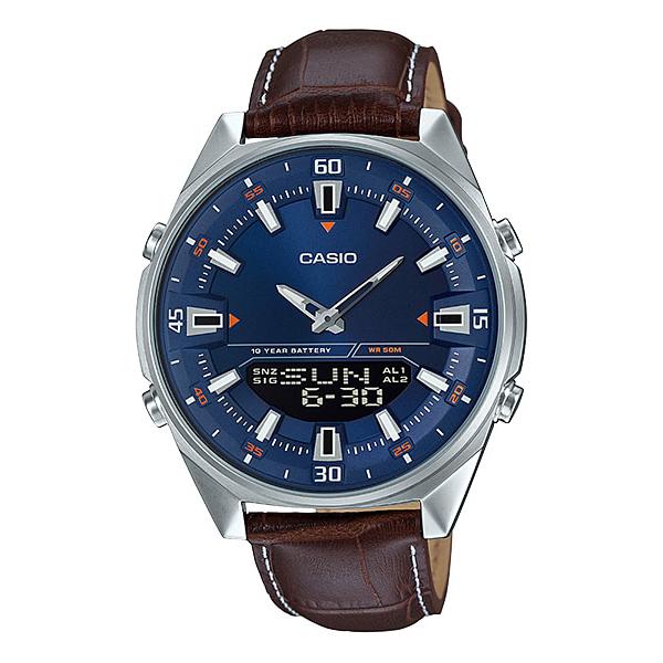 Casio Analog-Digital Brown Leather Strap Watch AMW830L-2A AMW-830L-2A Watchspree