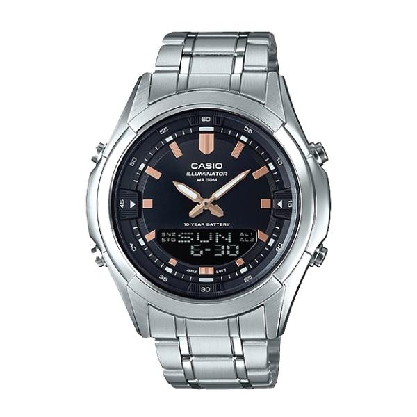 Casio Analog-Digital Combination Silver Stainless Steel Band Watch AMW840D-1A AMW-840D-1A Watchspree