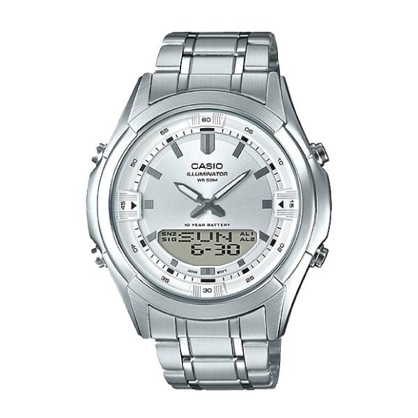Casio Analog-Digital Combination Silver Stainless Steel Band Watch AMW840D-7A AMW-840D-7A Watchspree