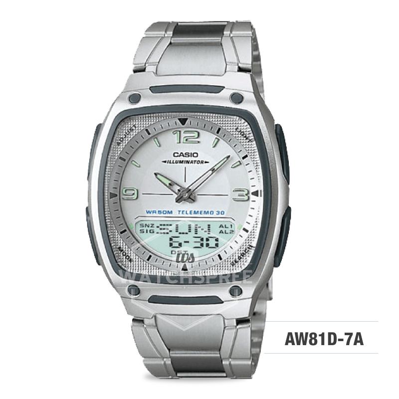 Casio Analog-Digital Silver Stainless Steel Band Watch AW81D-7A Watchspree