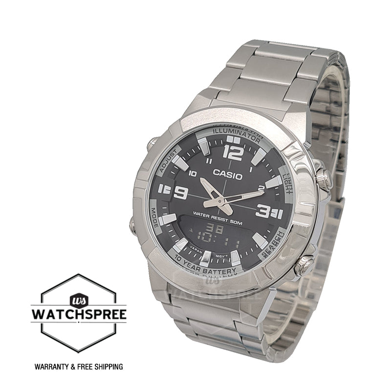 Casio Analog-Digital Stainless Steel Band Watch AMW870D-1A AMW-870D-1A Watchspree
