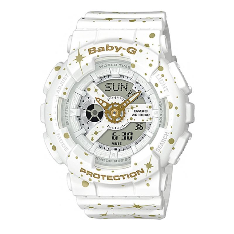 Casio Baby-G BA-110 Starry Sky Series Matte White Resin Band Watch BA110ST-7A Watchspree
