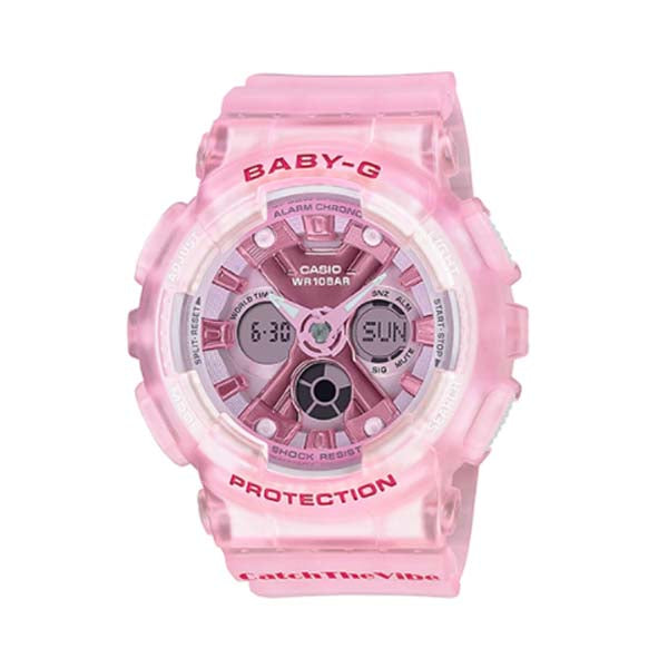 Casio Baby-G BA-130 Series RIEHATA Collection Pink Semi Transparent Resin Band Watch BA130CV-4A BA-130CV-4A Watchspree