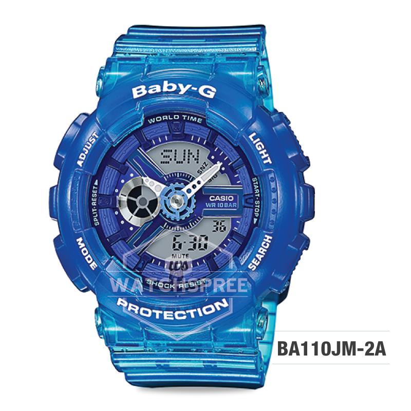 Casio Baby-G BA110 Series Blue Semi-Transparent Strap Watch BA110JM-2A Watchspree