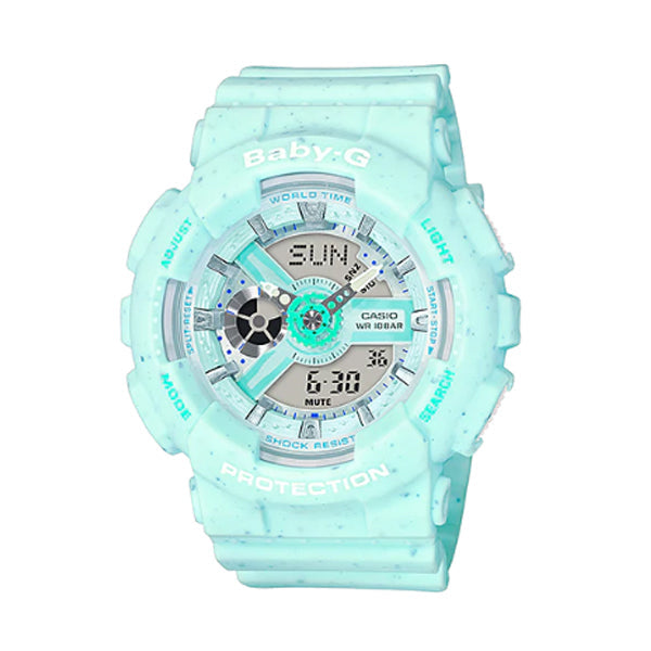 Casio Baby-G BA110 Series Pop Design Models in Pastel Colours Mint Green Resin Band Watch BA110PI-2A BA-110PI-2A Watchspree