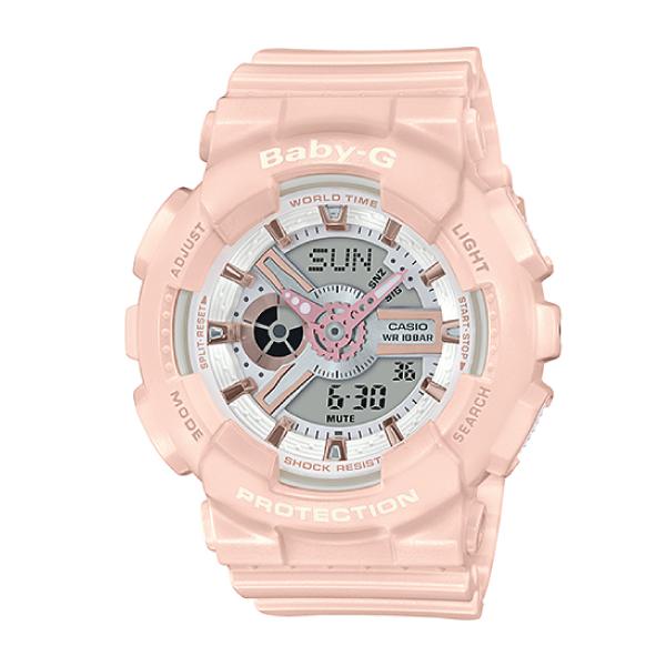 Casio Baby-G BA110 Series Rose Gold Metallic Pink Resin Band Watch BA110RG-4A BA-110RG-4A BA110XRG-4A BA-110XRG-4A Watchspree